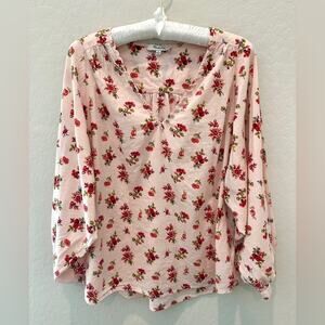MADEWELL | Pink Cottagecore Floral Romantic Raglan Oversize Peasant Top | Small